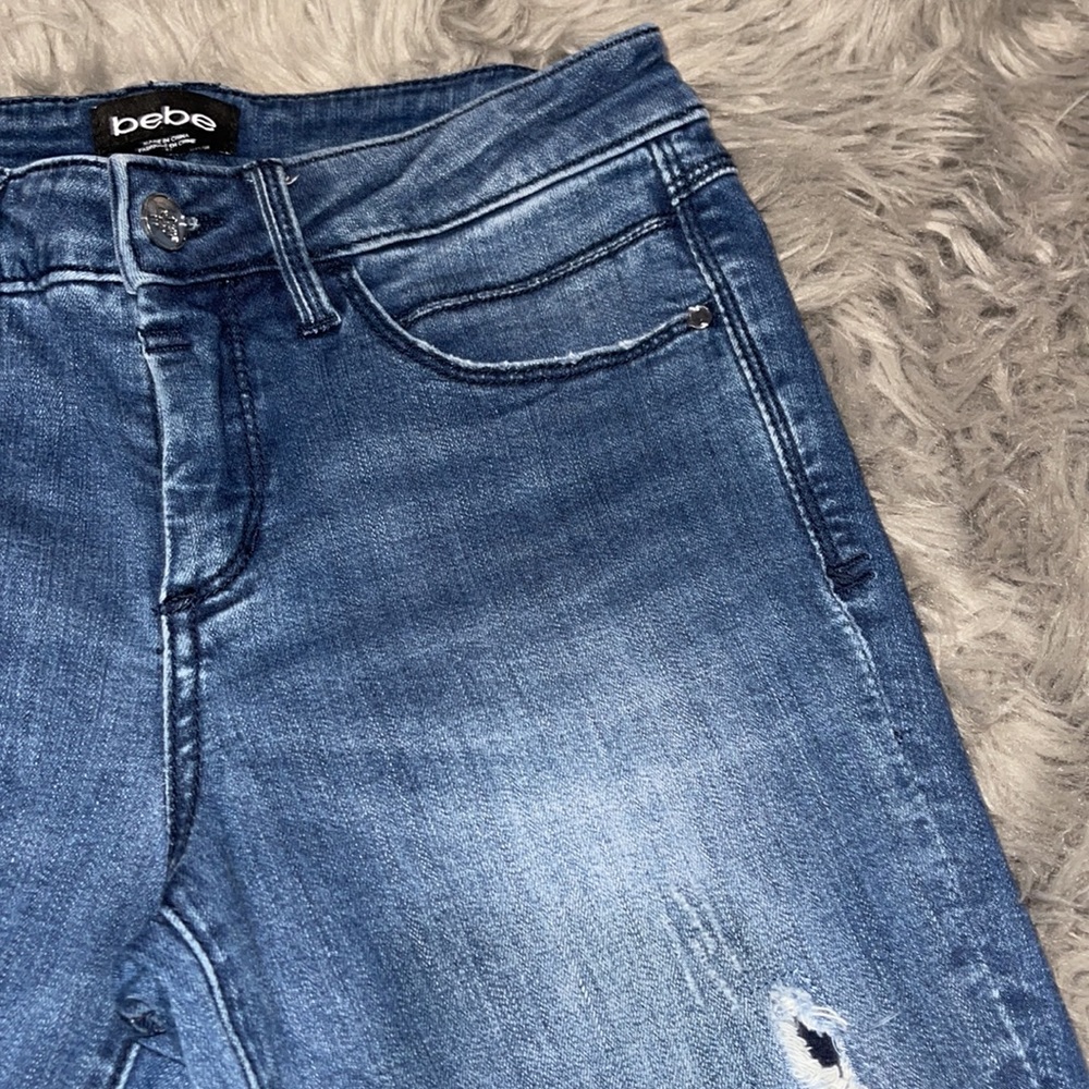 Bebe Embroidered Patch Work Distressed - image 5